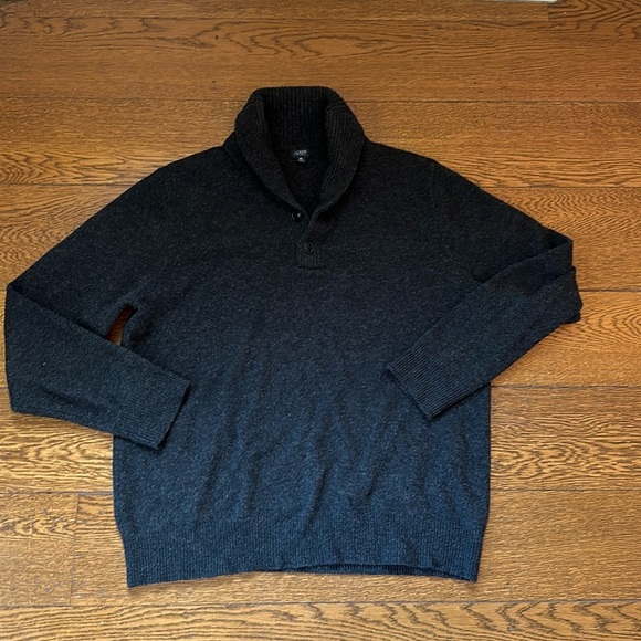 Vintage J. Crew Lambswool Button Up Gray Sweater - Picture 1 of 4